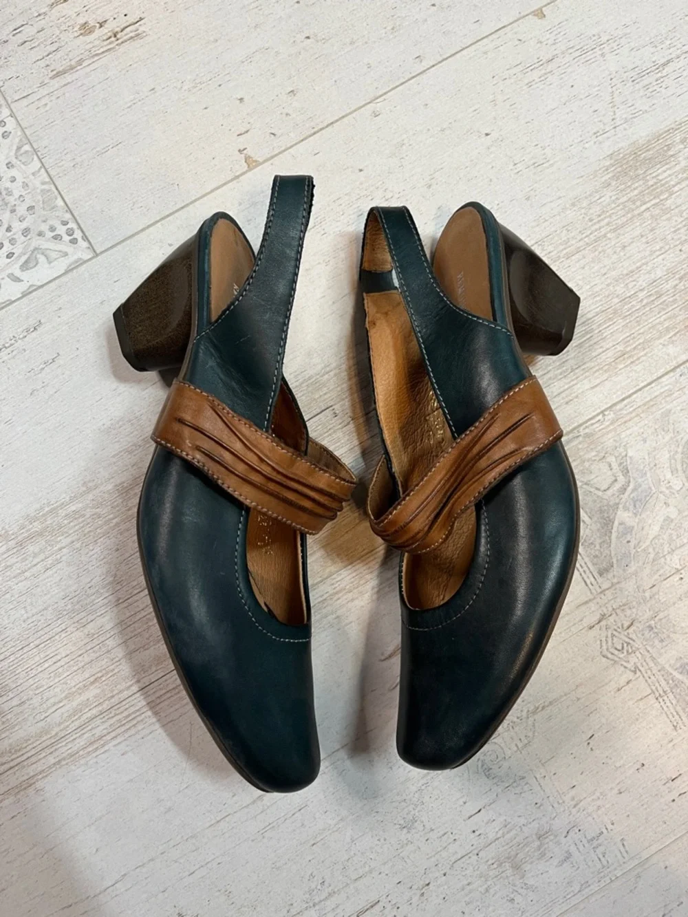 Remonte Dorndorf Navy Blue Slingback Heels Size 38 US 7-7.5